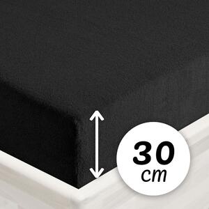 Froté napínacie prestieradlo na vysoký matrac FR-030 Čierne 80 x 200 - výška 30 cm