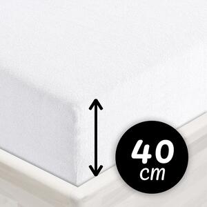 Froté napínacie prestieradlo na extra vysoký matrac FR-031 Biele 80 x 200 - výška 40 cm