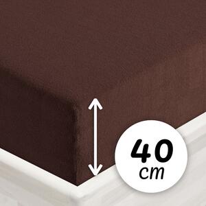 Froté napínacie prestieradlo na extra vysoký matrac FR-026 Čokoládovo hnedé 80 x 200 - výška 40 cm