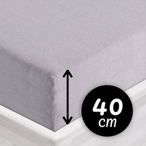 Froté napínacie prestieradlo na extra vysoký matrac FR-028 Svetlo sivé 80 x 200 - výška 40 cm