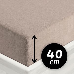 Froté napínacie prestieradlo na extra vysoký matrac FR-027 Sivohnedé 80 x 200 - výška 40 cm