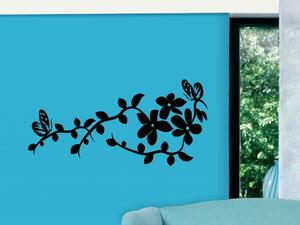 Dizajnová-12 Motýľ s kvetinou, Samolepky na stenu