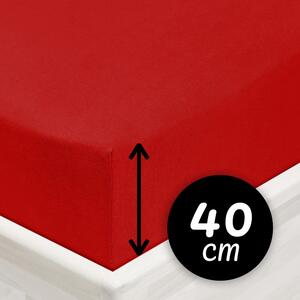 Jersey napínacie prestieradlo na extra vysoký matrac JR-007 Sýto červené 80 x 200 - výška 40 cm