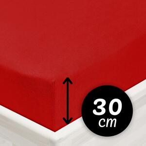 Jersey napínacie prestieradlo na vysoký matrac JR-007 Sýto červené 80 x 200 - výška 30 cm