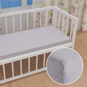 Detské froté napínacie prestieradlo do postieľky FR-028 Svetlo sivé 60 x 120 x 10 cm - do postieľky