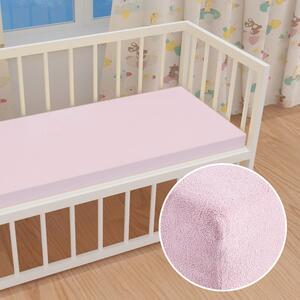 Detské froté napínacie prestieradlo do postieľky FR-032 Púdrovo ružová 60 x 120 x 10 cm - do postieľky