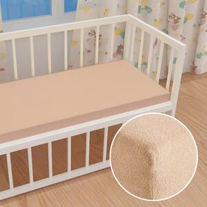 Detské froté napínacie prestieradlo do postieľky FR-033 Béžové 60 x 120 x 10 cm - do postieľky