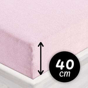 Froté napínacie prestieradlo na extra vysoký matrac FR-032 Púdrovo ružová 80 x 200 - výška 40 cm