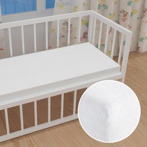 Detské froté napínacie prestieradlo do postieľky FR-031 Biele 60 x 120 x 10 cm - do postieľky