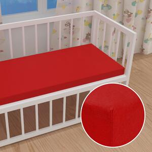 Detské jersey napínacie prestieradlo do postieľky JR-007 Sýto červené 60 x 120 x 10 cm - do postieľky
