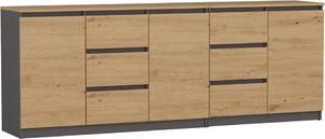Komoda, antracit / dub Artisan, 200 x 75 x 40 cm