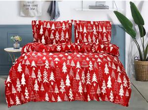 Obliečky mikroplyš CHRISTMAS TREES červené + plachta 200x220 cm Rozmer obliečky: 2 ks 70 x 80 cm | 200 x 220 cm
