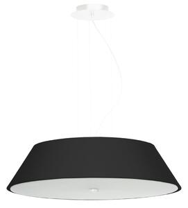 Závesné svietidlo Vega, 1x čierne textilné tienidlo, (biele sklo), (fi 60 cm)