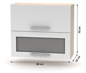 Horná výklopná kuchynská skrinka so sklom NOPL-016-OH Noliana (biela + dub sonoma). Vlastná spoľahlivá doprava až k Vám domov. 1015423