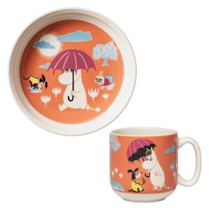 Set hrnčeka a taniera Moomin Under the Umbrella, darčekový box