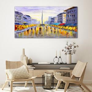 Skleneny obraz Abstrakcie mestského trhu