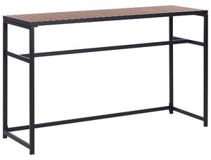 Záhradný jedálenský stôl čierna svetlé drevo kovový podstavec drevená vrchná doska 150 x 50 cm obdĺžnikový tvar 2-miestny moderný štýl