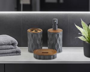 Sada kúpeľňových doplnkov Reina antracit/s povrchovou úpravou v dekore dreva