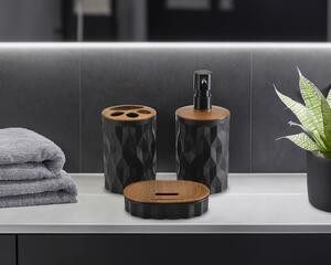 Sada kúpeľňových doplnkov Reina, čierna/s povrchovou úpravou v dekore dreva