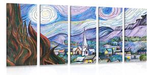 5-dielny obraz reprodukcia Hviezdna noc - Vincent van Gogh