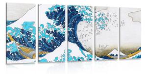 5-dielny obraz reprodukcia Veľká vlna z Kanagawa - Kacušika Hokusai