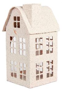 Béžový antik kovový svietnik domček Vintage House - 14*14*26 cm - Clayre & Eef