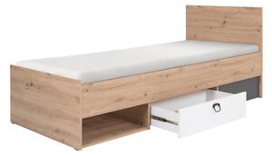 Jednolôžková posteľ 90x200 cm Kevyt 11 (dub artisan + biela + grafit) (s roštom). Vlastná spoľahlivá doprava až k Vám domov. 1087395