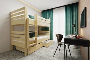 Poschodová posteľ MIKOL 2v1 200x80 cm + rošty - prírodná