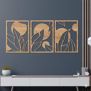 Karlsdesign.sk - 3-dielny drevený obraz Listy - 44x99