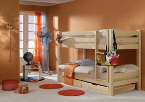 Detská poschodová posteľ Barca PLUS 180x80 cm so zásuvkami - prírodná