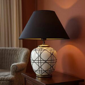 PR Home Stolová lampa New York, čierna, výška 45 cm, keramika, Čierna, Obývacia izba / jedáleň, Textil / látka / hodváb, Stojacie svietidlo