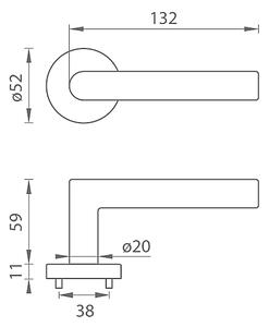 Dverové kovanie MP Favorit-R 2002 (LEŠTENÁ NEREZ), kľučka-kľučka, Bez spodnej rozety, MP BN (brúsená nerez)