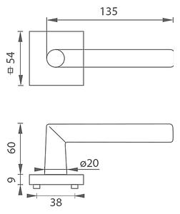 Dverové kovanie MP Favorit - HR (BS - ČIERNA MATNÁ), kľučka pravá-guľa, Otvor na cylindrickú vložku PZ, MP BS (čierna mat)