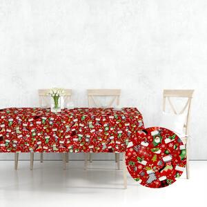 Ervi bavlnený obrus na stôl štvorcový - Vianočné ponožky červené
