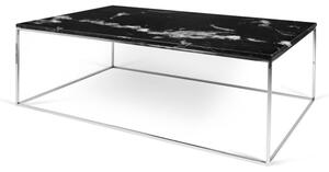 Čierny mramorový konferenčný stolík s chrómovými nohami TemaHome Gleam, 75 x 120 cm