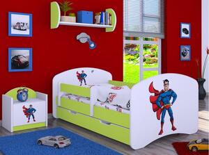 Detská posteľ so zásuvkou 160x80cm SUPERMAN - zelená