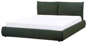 Posteľ tmavozelená polyester látkové čalúnenie 160 x 200 cm lamelový rošt hrubé čalúnené čelo postele moderný štýl spálňa