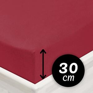 Jersey napínacie prestieradlo na vysoký matrac JR-010 Vínové 80 x 200 - výška 30 cm