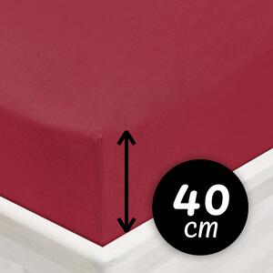 Jersey napínacie prestieradlo na extra vysoký matrac JR-010 Vínové 80 x 200 - výška 40 cm