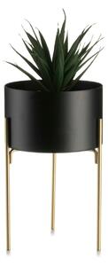 KOVOVÝ KVETINÁČ SO STOJANOM LOFT 20X13 CM ČIERNA/ZLATÁ