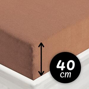 Froté napínacie prestieradlo na extra vysoký matrac FR-023 Orieškovo hnedé 80 x 200 - výška 40 cm