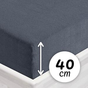 Froté napínacie prestieradlo na extra vysoký matrac FR-029 Antracitovo sivé 80 x 200 - výška 40 cm