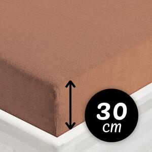 Froté napínacie prestieradlo na vysoký matrac FR-023 Orieškovo hnedé 80 x 200 - výška 30 cm