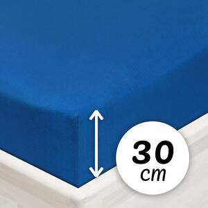 Jersey napínacie prestieradlo na vysoký matrac JR-016 Modré 80 x 200 - výška 30 cm