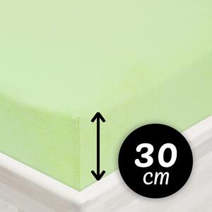 Jersey napínacie prestieradlo na vysoký matrac JR-018 Pastelovo zelené 80 x 200 - výška 30 cm