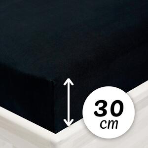 Jersey napínacie prestieradlo na vysoký matrac JR-030 Čierne 80 x 200 - výška 30 cm