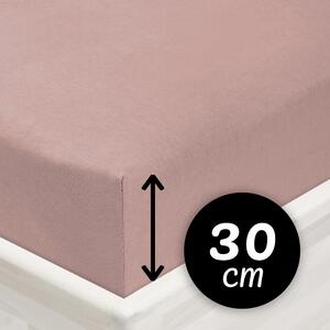Jersey napínacie prestieradlo na vysoký matrac JR-024 Hnedoružové 80 x 200 - výška 30 cm