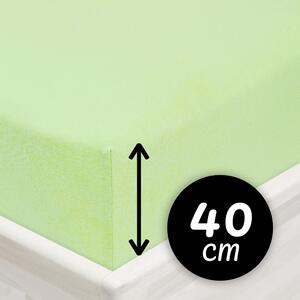 Jersey napínacie prestieradlo na extra vysoký matrac JR-018 Pastelovo zelené 80 x 200 - výška 40 cm