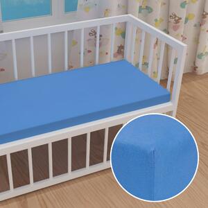 Detské jersey napínacie prestieradlo do postieľky JR-015 Svetlo modré 60 x 120 x 10 cm - do postieľky