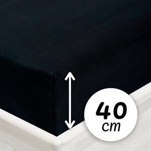 Jersey napínacie prestieradlo na extra vysoký matrac JR-030 Čierne 80 x 200 - výška 40 cm